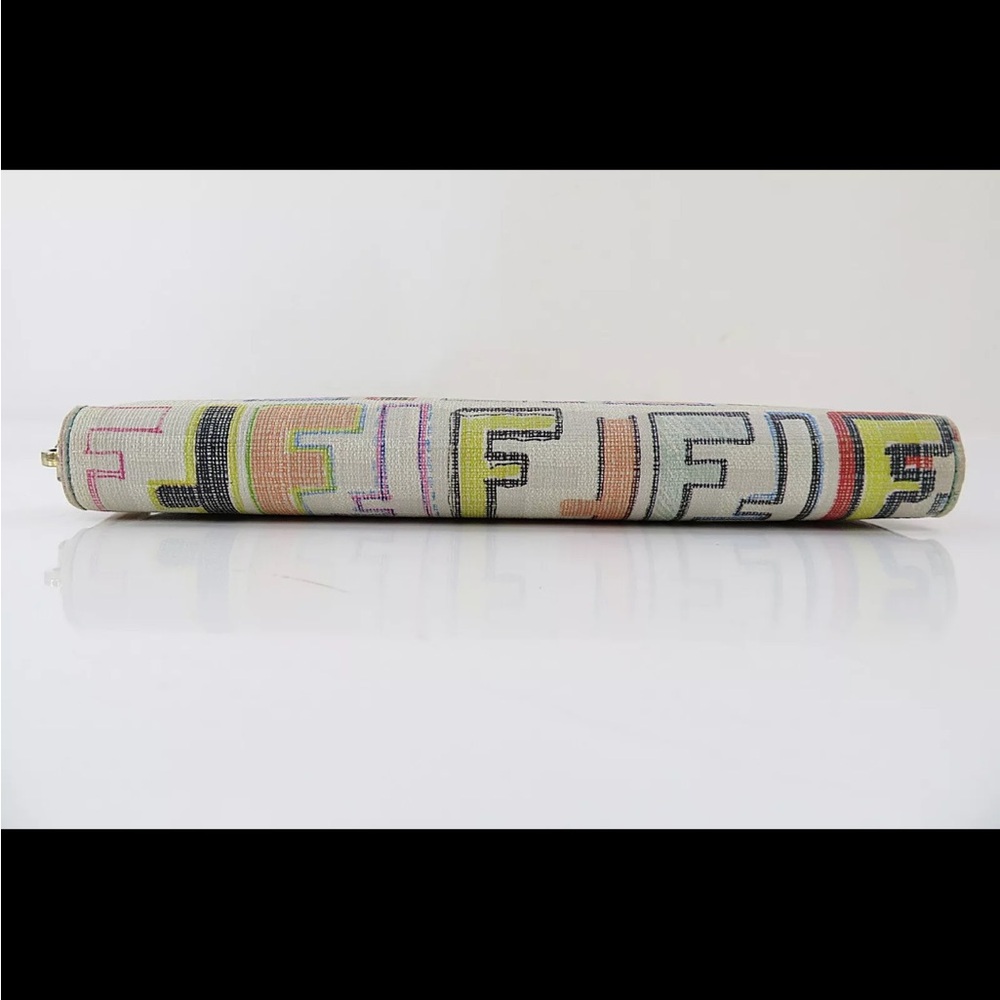 SOLD❤️ FENDI Multicolor Zucca PVC Canvas Long Zippy Wallet White Logo RARE - Picture 4 of 13